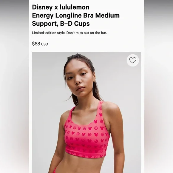 lululemon athletica x disney sports bra - size 10 - Picture 1 of 10